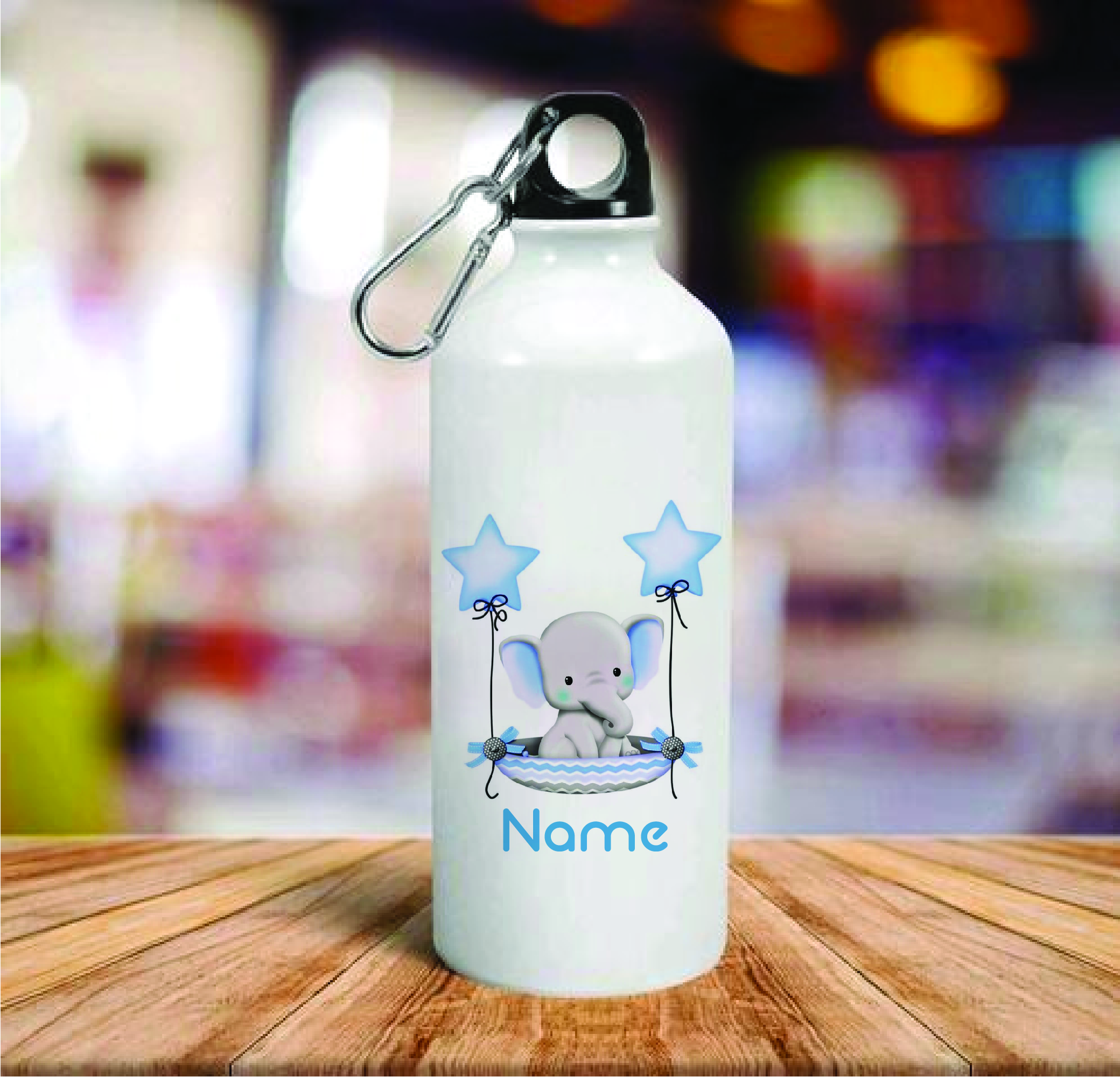 Personalised Baby Elephant Cute Aluminum Water Bottle with Name